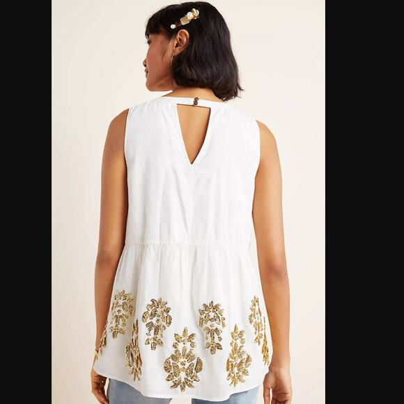 NWT Maeve Simona Sequined Babydoll Blouse - Small - Picture 3 of 5